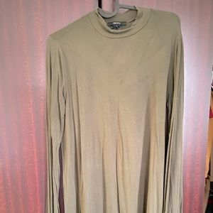 Olive high neck flowy dress long sleeve